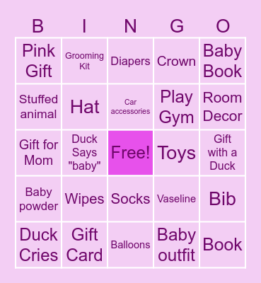 Ducky Baby Bingo Card