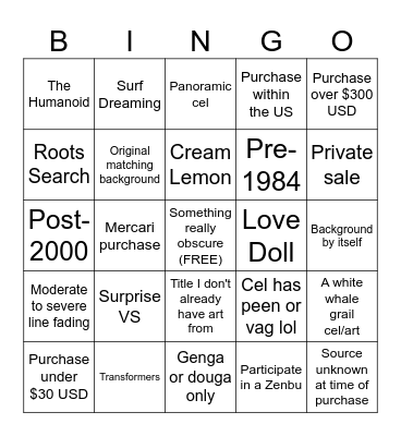 2024 Cel/Art Bingo Card