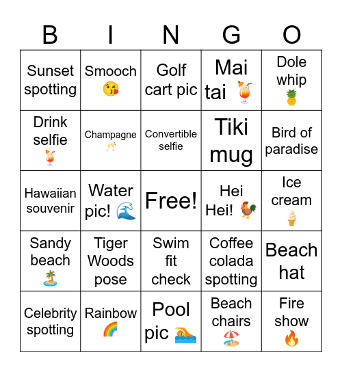 🌺 Kauai Photo Bingo 🌺 Bingo Card