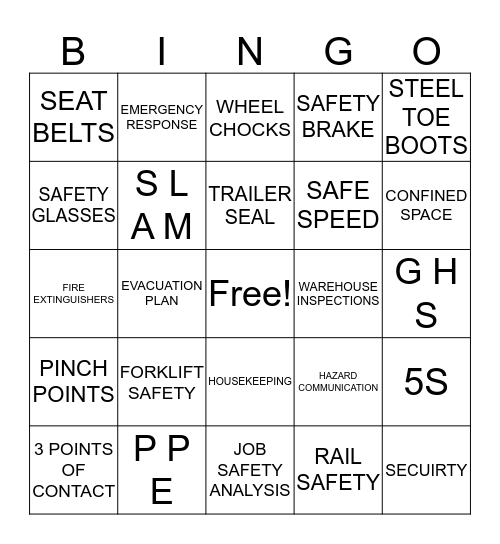 SAFETY BINGO Card