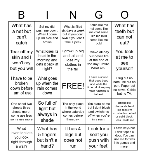 Walmart Bingo Scavenger Bingo Card