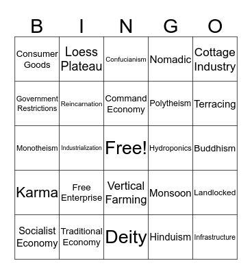 5th 6 Weeks Vocabulary Bingo Card