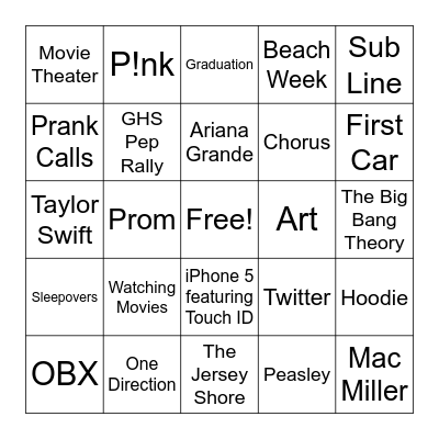 Class of 2013 Bingo Card