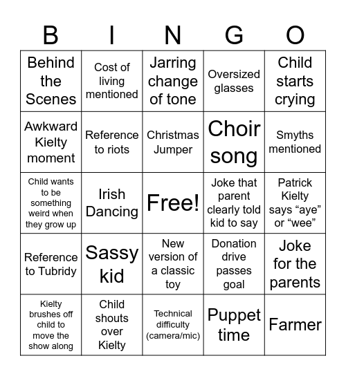 Toy Show Bingo Card