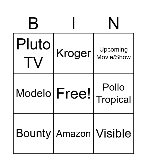 Commercial v2 Bingo Card