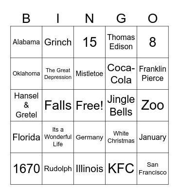 Christmas Trivia Bingo Card