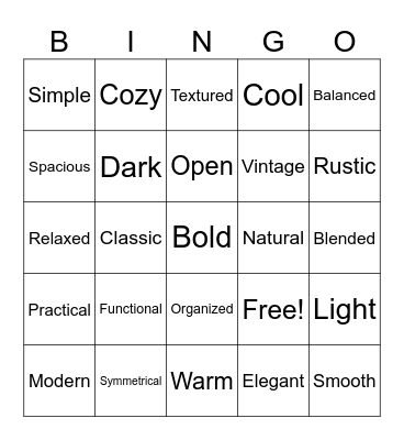 Design Words Bingo Card