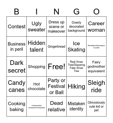 Hallmark Holiday Movie Bingo Card