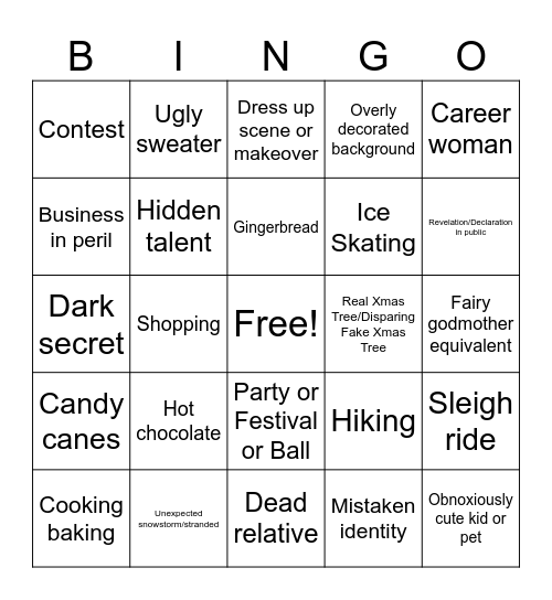 Hallmark Holiday Movie Bingo Card