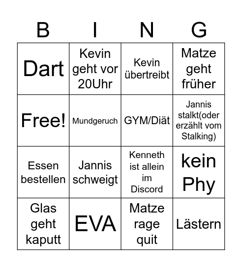 Phy Bingo Card