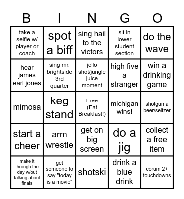 GO BLUE Bingo Card