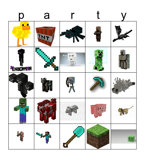 Gabe & Landons minecraft birthday Bingo Card