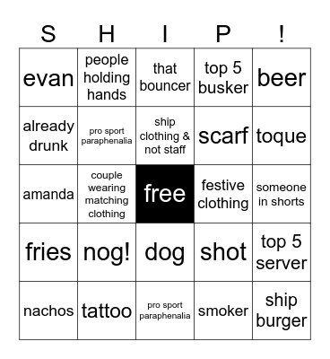 ship bingo Card