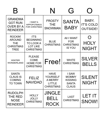 CHRISTMAS SONGS Bingo Card