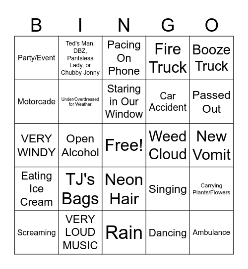 14th Street Bingo Card