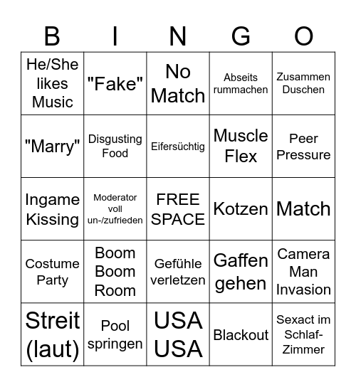 AYTO USA Bingo Card