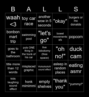 ballsack monkey bingo Card