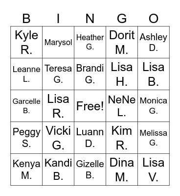 BRAVO BINGO Card