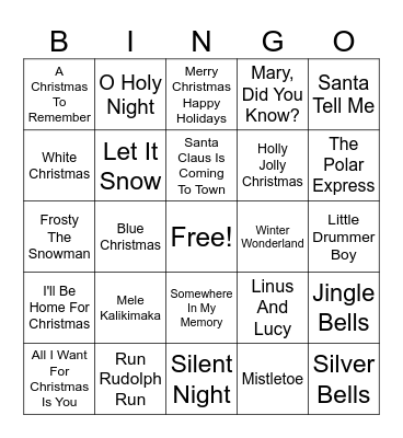 Christmas Bingo Card