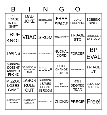 SOBBING CALL Bingo Card