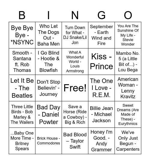MUSIC BINGO #3 Bingo Card