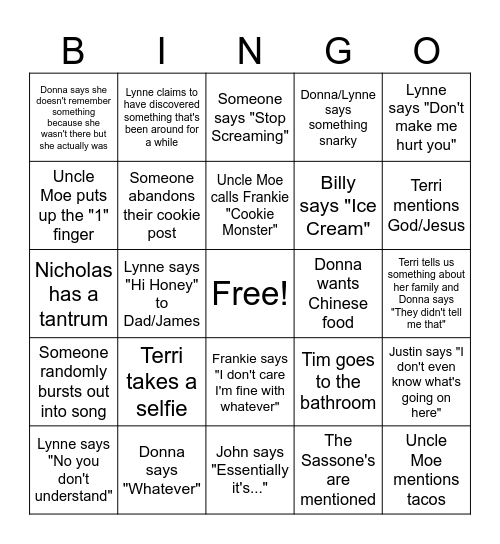 Cookie Day Bingo Card