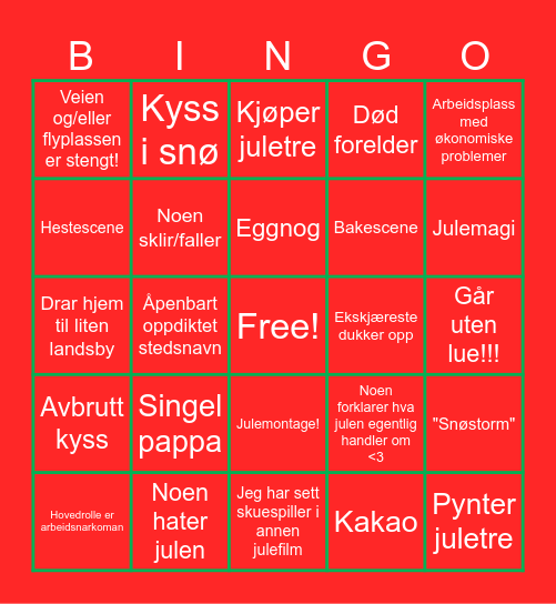 JULEFILM Bingo Card