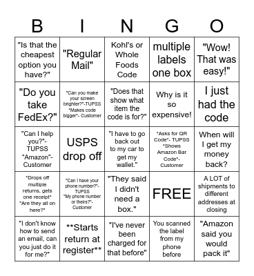 The UPS Store Bingo Card