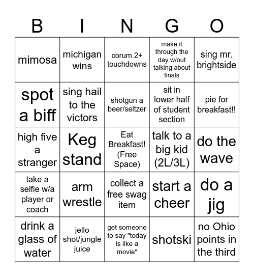 THE GAME!! Bingo Card