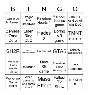 sexo Bingo Card