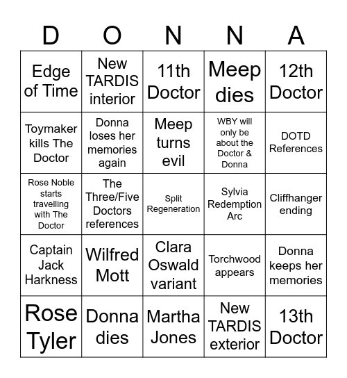 DOCTOR WHO 60TH Bingo Card