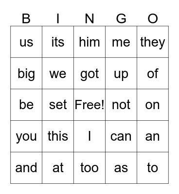 SIGHT WORDS #2  Bingo Card