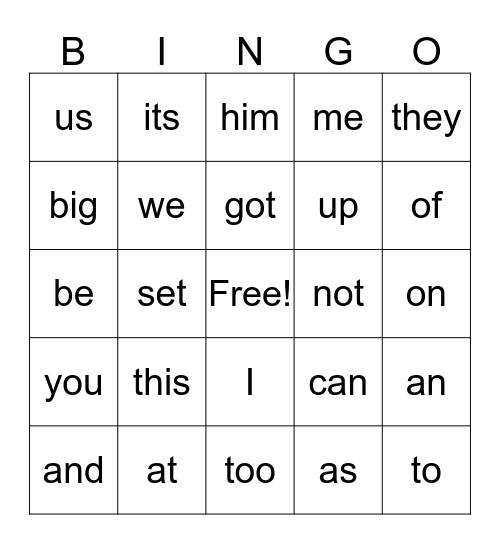 SIGHT WORDS #2  Bingo Card