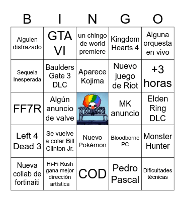 Game Awards 2023 Bingo Card