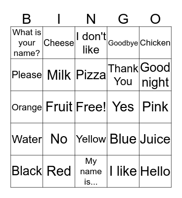 Spanish Bingo Card