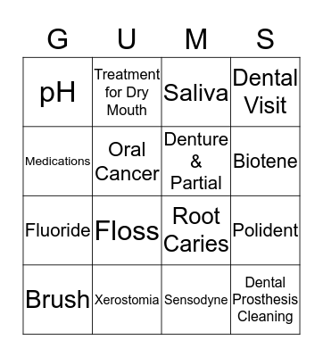 Dental Bingo Card