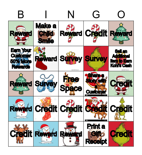 Kohl's Bingo Card