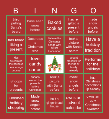 Virtual Holiday Bingo Card