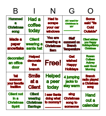 Christmas Bingo Card