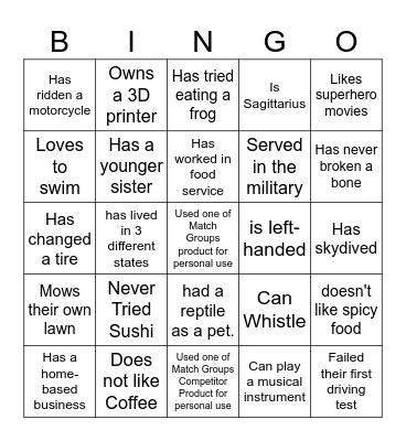 Core Pillar Bingo Card