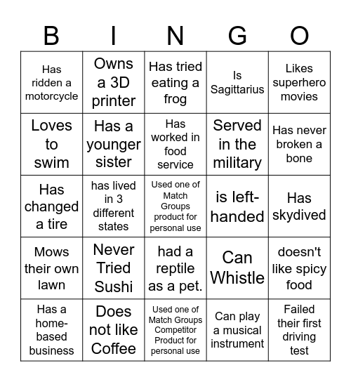 Core Pillar Bingo Card