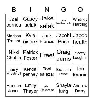 High school reunion Bingo Card