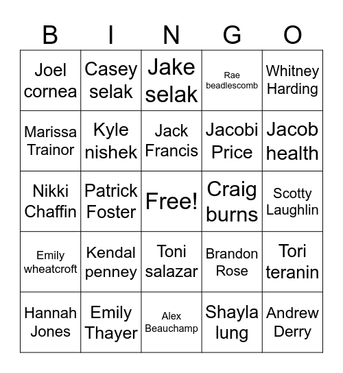 High school reunion Bingo Card