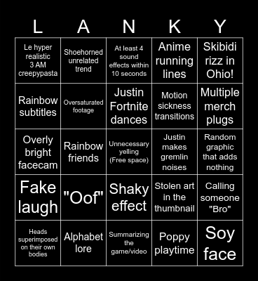 LankyBox Bingo Card