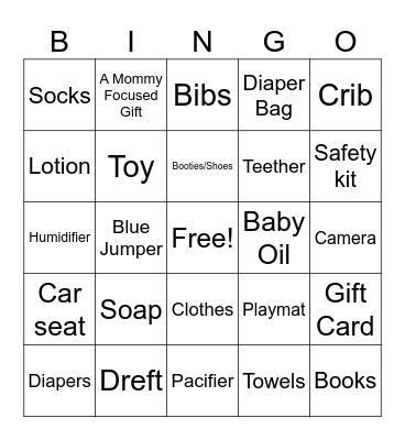 Baby Bingo Card