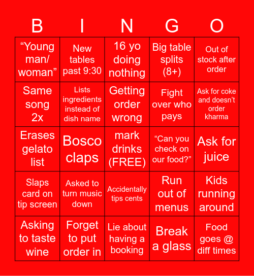 Hate Supreme Bingo Card
