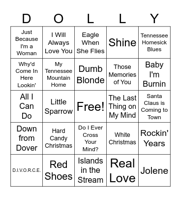 Dolly Bingo Card