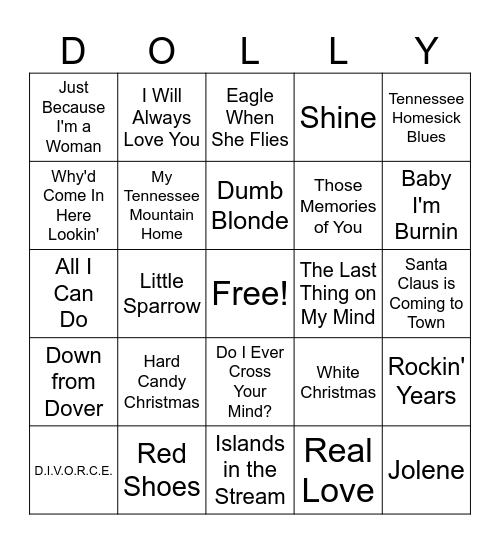 Dolly Bingo Card