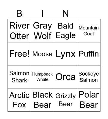 Wild Kratts Bingo Card