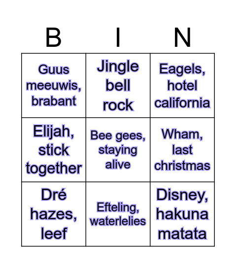 Kerst Swingo Bingo Card